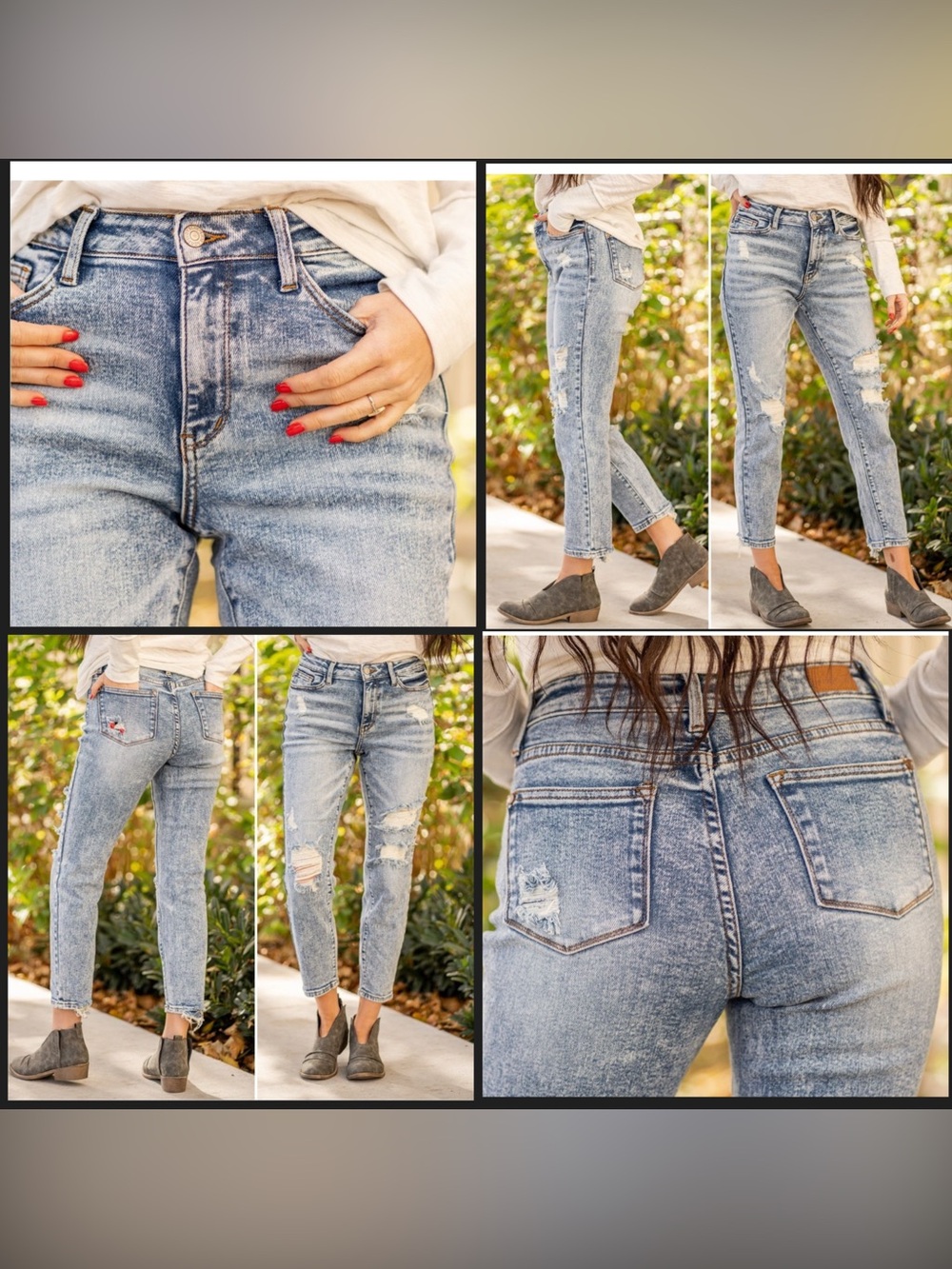 Judy Blue Acid Wash Distressed Boyfriend Jeans JB88281 Medium Indigo Wash 13/31 - Picture 15 of 17